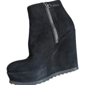 All Saint black fine suede platform ankle boots size 6.5